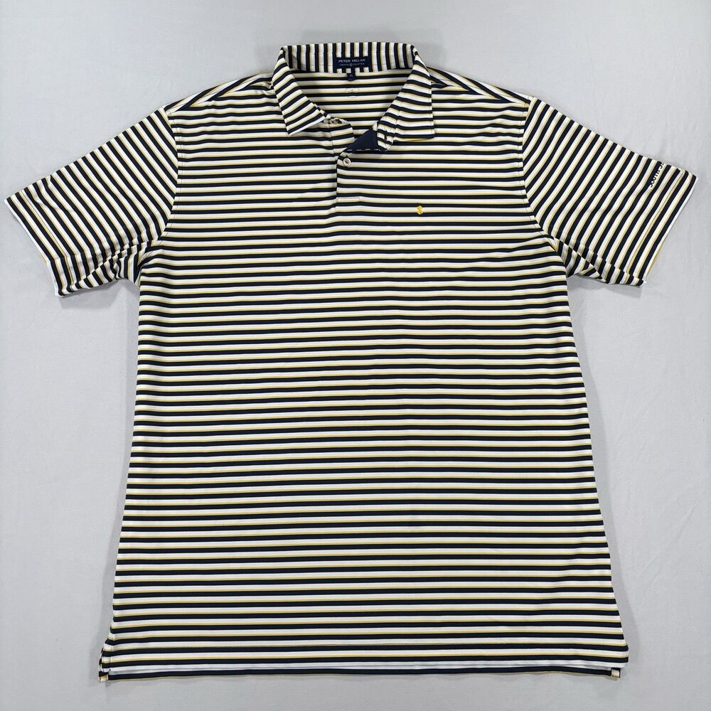 Men's XL Peter Millar Crown Crafted Congaree Golf Club Top 100 Stripe Polo Shirt